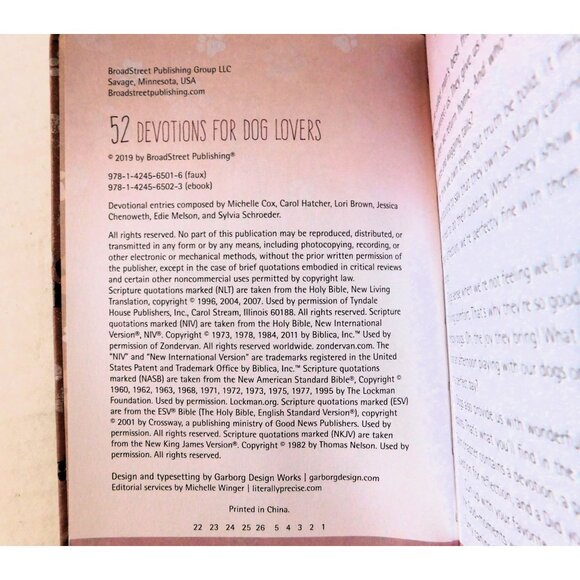 52 Devotions For Dog Lovers Book By BroadStreet  2019 Hardcover - Picture 3 of 3